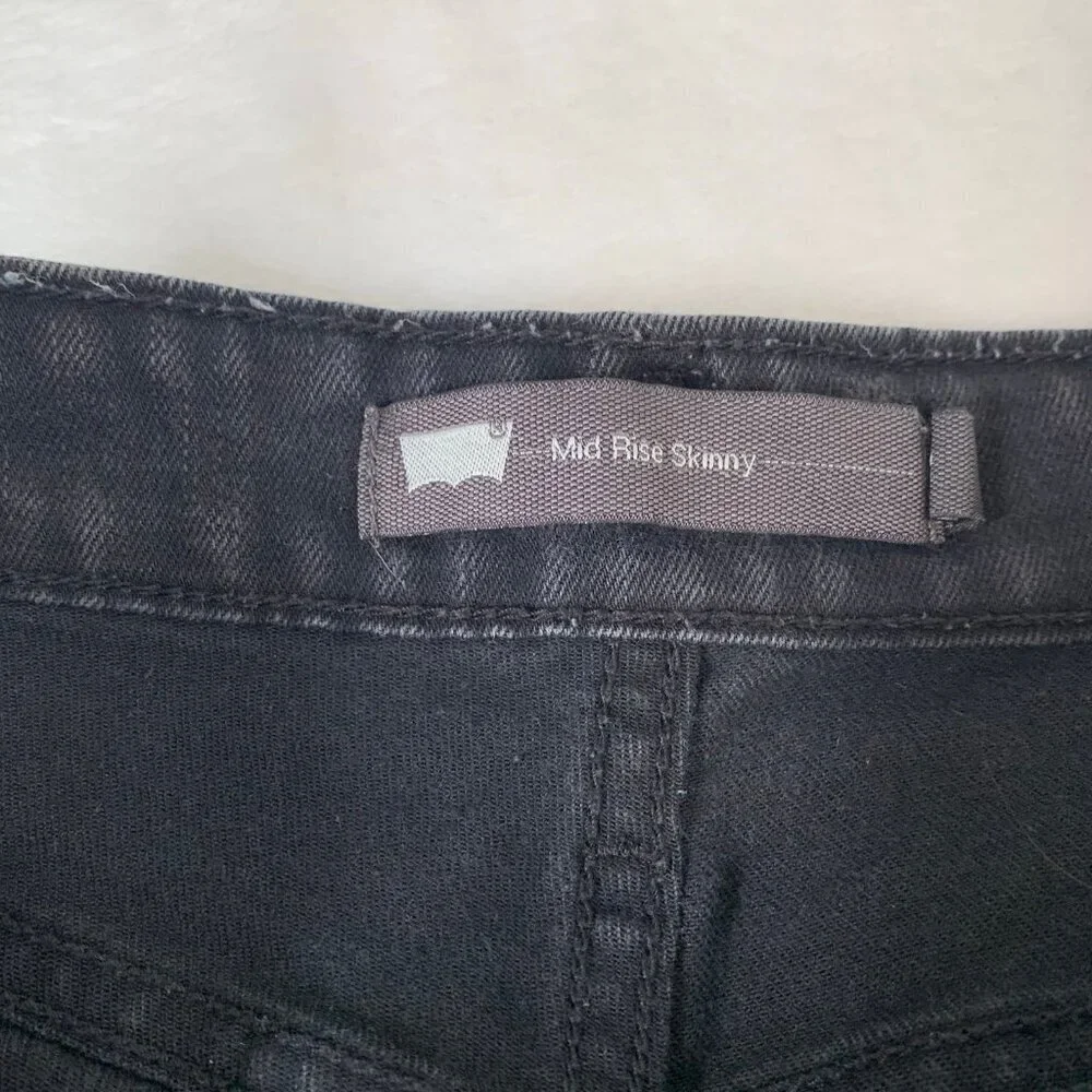 Levi's Mid‎ Rise Skinny Jeans Women 12M Black Stretch Denim